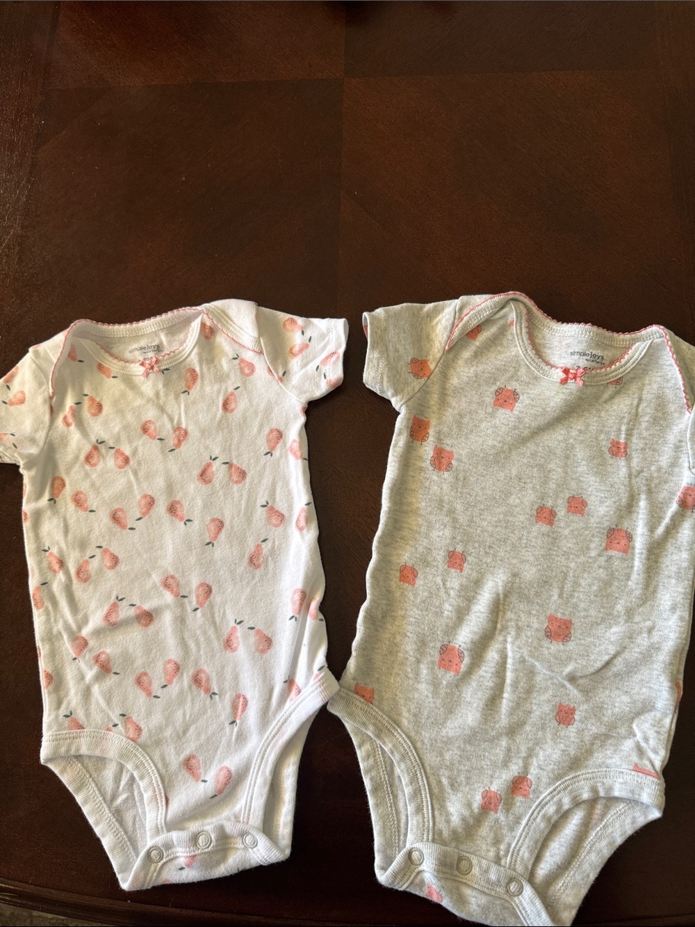 Baby Girls' Pink Print Short-Sleeve One-Piece Bodysuits - Pack of 2